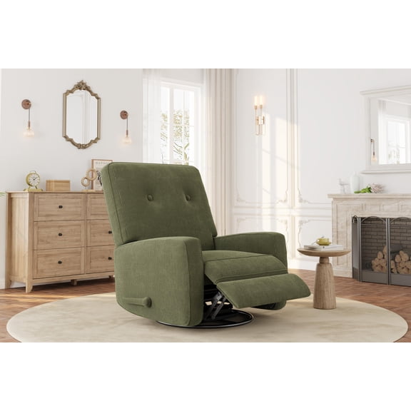 Eastvita Recliner Chairs Swivel Rocker Recline Glider Nursery Chair for Adults 360° Glider Corduroy green