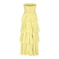thumbnail image 5 of Puntoco Plus size dresses Ladies' summer slim fit sexy fashion strapless backless cake dress sleeveless one shoulder dress Yellow XL(XL), 5 of 7
