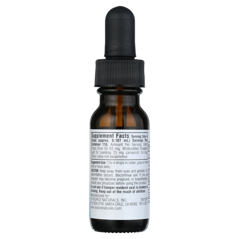 Source Naturals Wellness Oil of Oregano Liquid Drops, 0.4 Fl Oz