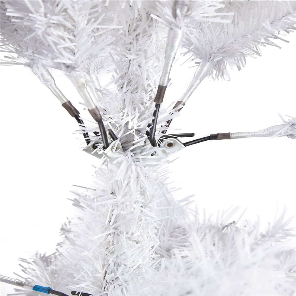 Alden Design 7.5ft Pre-Lit Fir Artificial Christmas Tree with Foldable Stand, White