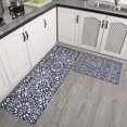 thumbnail image 2 of Blue and White Abstract Pattern Kitchen Rugs Sets Of 2,Anti Fatigue Kitchen Mat Rugs Non Slip Washable,Decorative Kitchen Floor Mats for Kitchen,Sink,Laundry,17"x30"+17"x47", 2 of 7