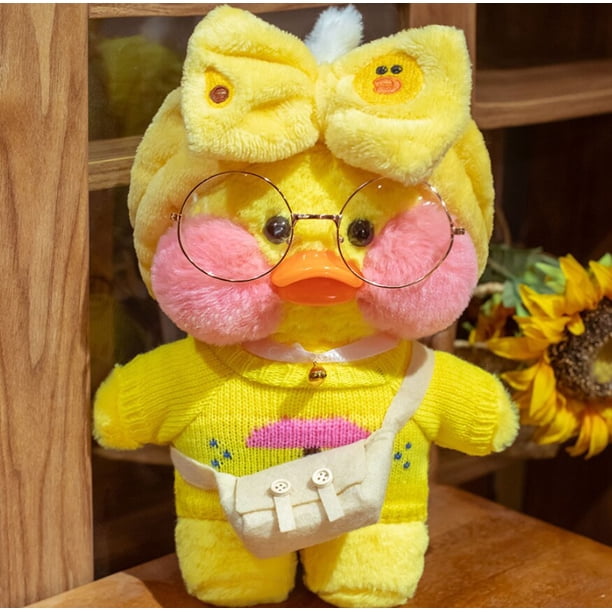 30cm Cute LaLafanfan Coffee Yellow Duck Plush Toy creative stuffed duck soft doll animal dolls kids Toys birthday gift for girl43 He Qiyong unisex