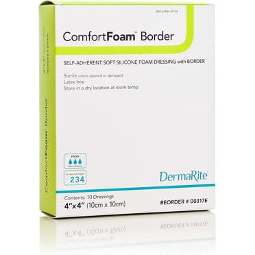 ComfortFoam BorderBordered Foam Wound Dressing With Soft Silicone Adhesive4 in.x4 in. (Each)