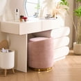 thumbnail image 2 of DRKAT Swivel Vanity Stool with Back Comfy Vanity Chair with Gold Base Modern Round Stool for Makeup Vanity Ottoman Foot Rest for Bedroom livingroom (Pink), 2 of 8