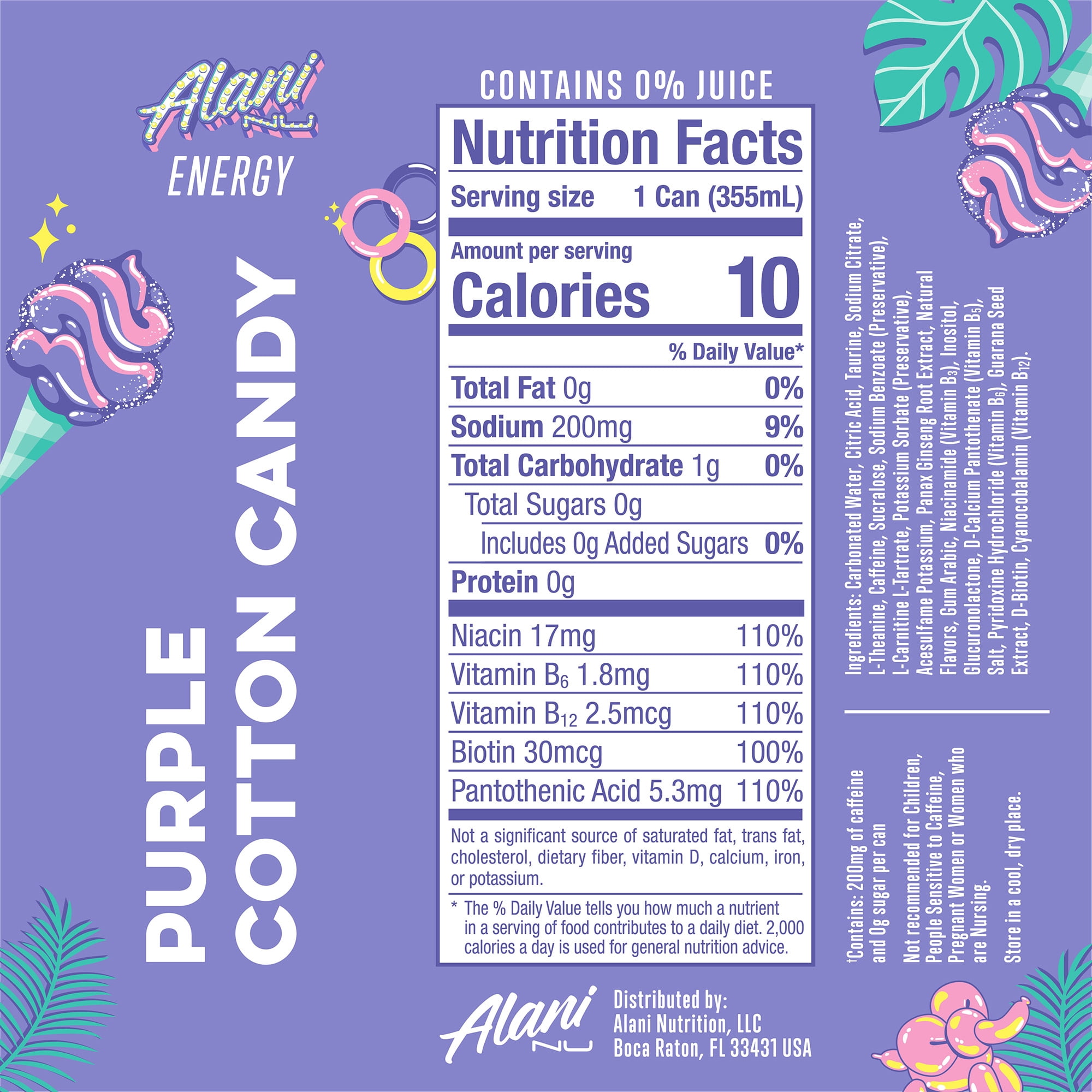 Alani Nu Purple Cotton Candy Sugar Free Energy Drink Single Can