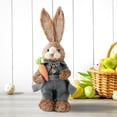 thumbnail image 5 of CoreLiving Easter Bunny Decor Sisal Rattan Rabbit Statue with Hydrangea Flowers Tall Standing Easter Topiary for Porch Outdoor Spring Home Decor Farmhouse Style, 5 of 7