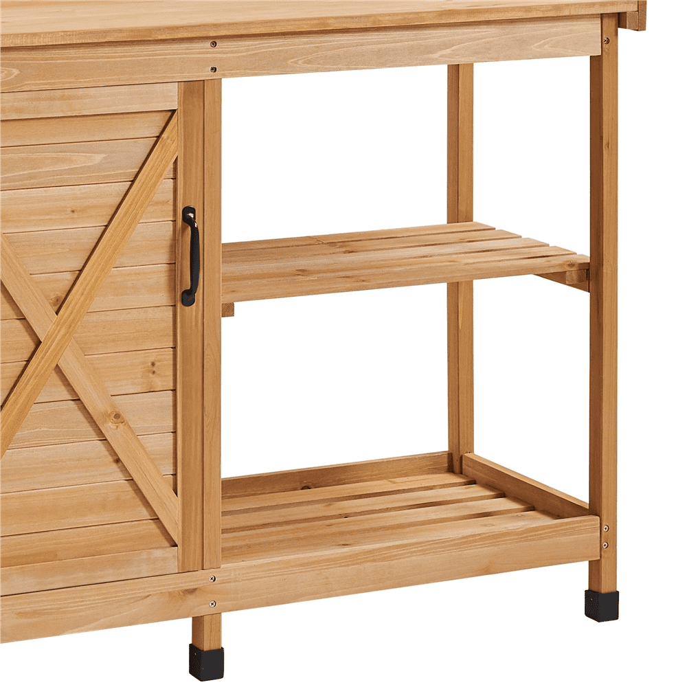 Renwick 4-layer Garden Potting Bench with Cabinet and Open Shelf,Wood