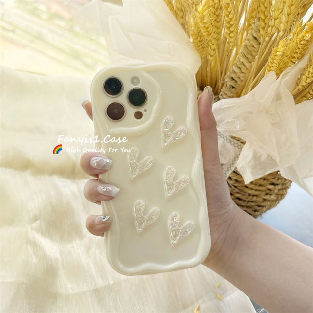Funda Compatible Con Samsung A14 A13 A12 A53 A51 A52 A03 A04E A50 A30S A32 A34 A22 A23 A54 A24 A33 A30S Wave 3D Pearl Love Phone Case TPU Suave A Prueba De Golpes Protección Trasera