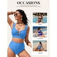 thumbnail image 4 of SHEWIN Women's 2 Pieces Bikini Swimsuit, High Waist Cut-Out Spaghetti Straps, Set (Women's), 4 of 10