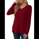 thumbnail image 3 of Blusas de Larga para Mujer, Camisetas con Cuello en V, Suéteres Tipo Túnica Ligeros, Moda Rojo XL, 3 of 9