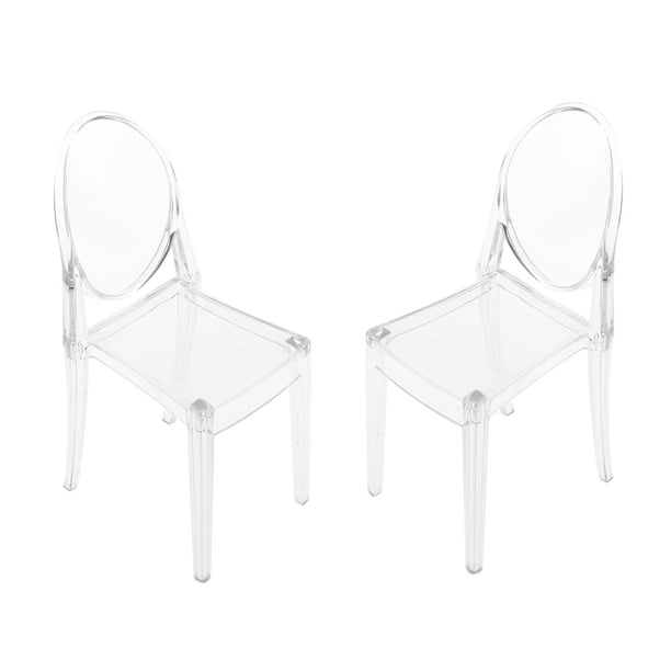 2 Pieces Dollhouse Furniture Modern Style Clear Ghost Chair for 1/6