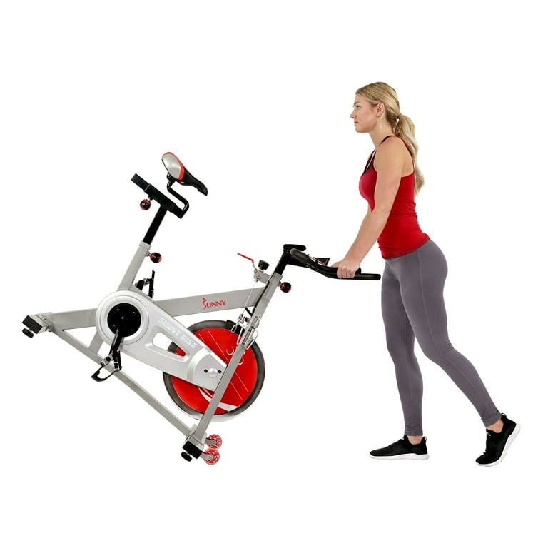 Sunny Health Fitness Indoor Cycling Exercise Bike Workout Machine Stationary Bike with 40 LB Flywheel and Dual Felt Resistance Pro Pro II
