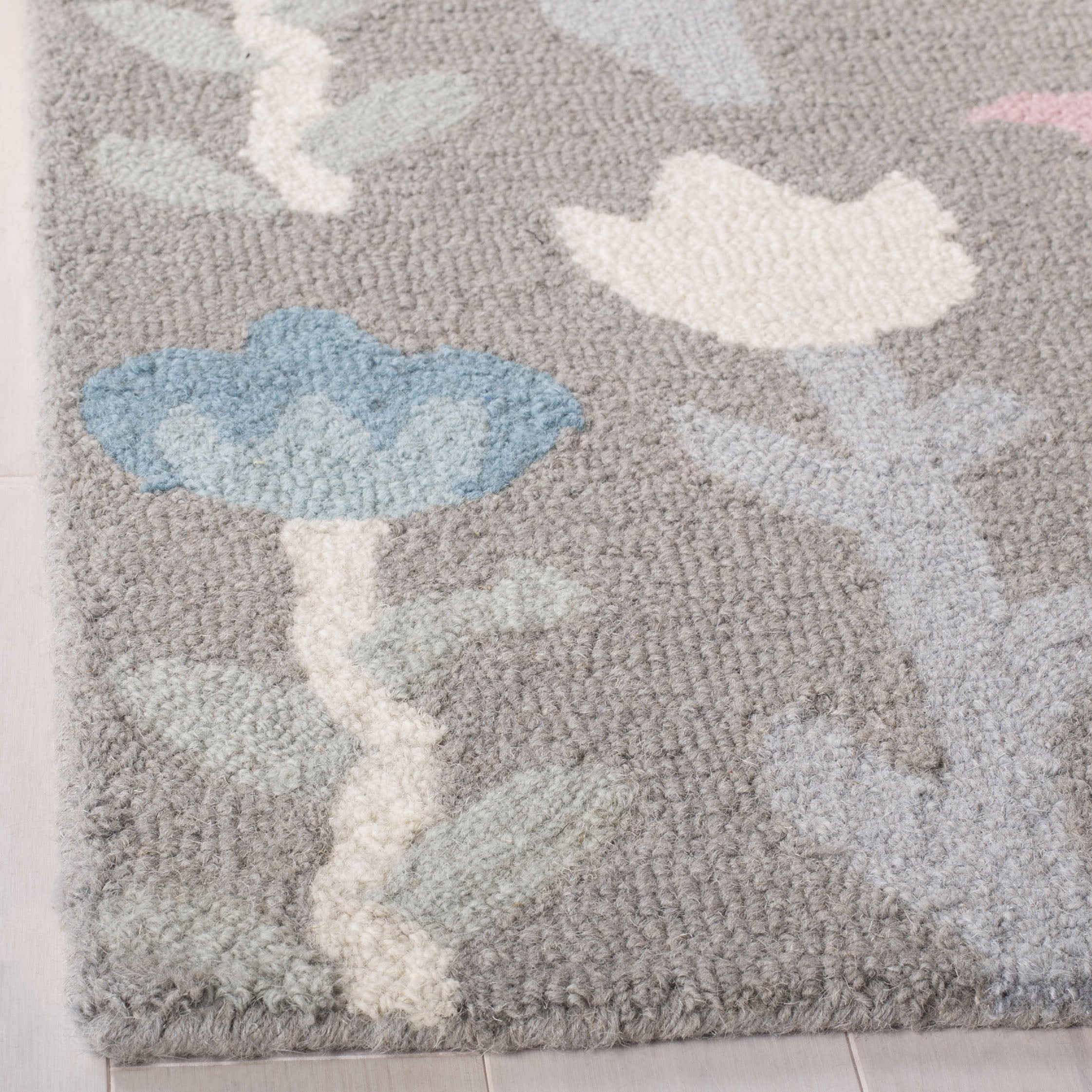 SAFAVIEH Kids Antoinette Floral Wool Area Rug, Grey/Pink, 3' x 5'