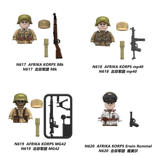 Asuntos militares infantería soviética privada Afrika Korps bloques de construcción modelo ladrillos mini figuras de juguete de acción juguete para regalo para niños