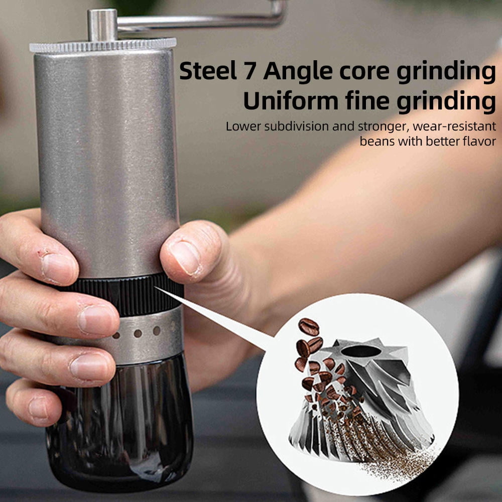 BIMZUC Manual Hand‑Crank Coffee Grinder – 5‑Speed CNC Steel Burr, 30g Powder & 25g Bean Capacity, Portable & Durable for Home, Office & Travel