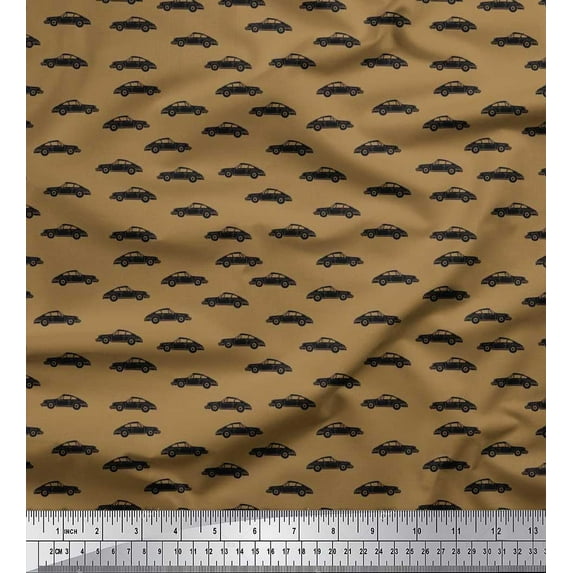 Soimoi Poly Georgette Fabric Car Transport Printed Fabric 1 Yard 52 Inch Wide