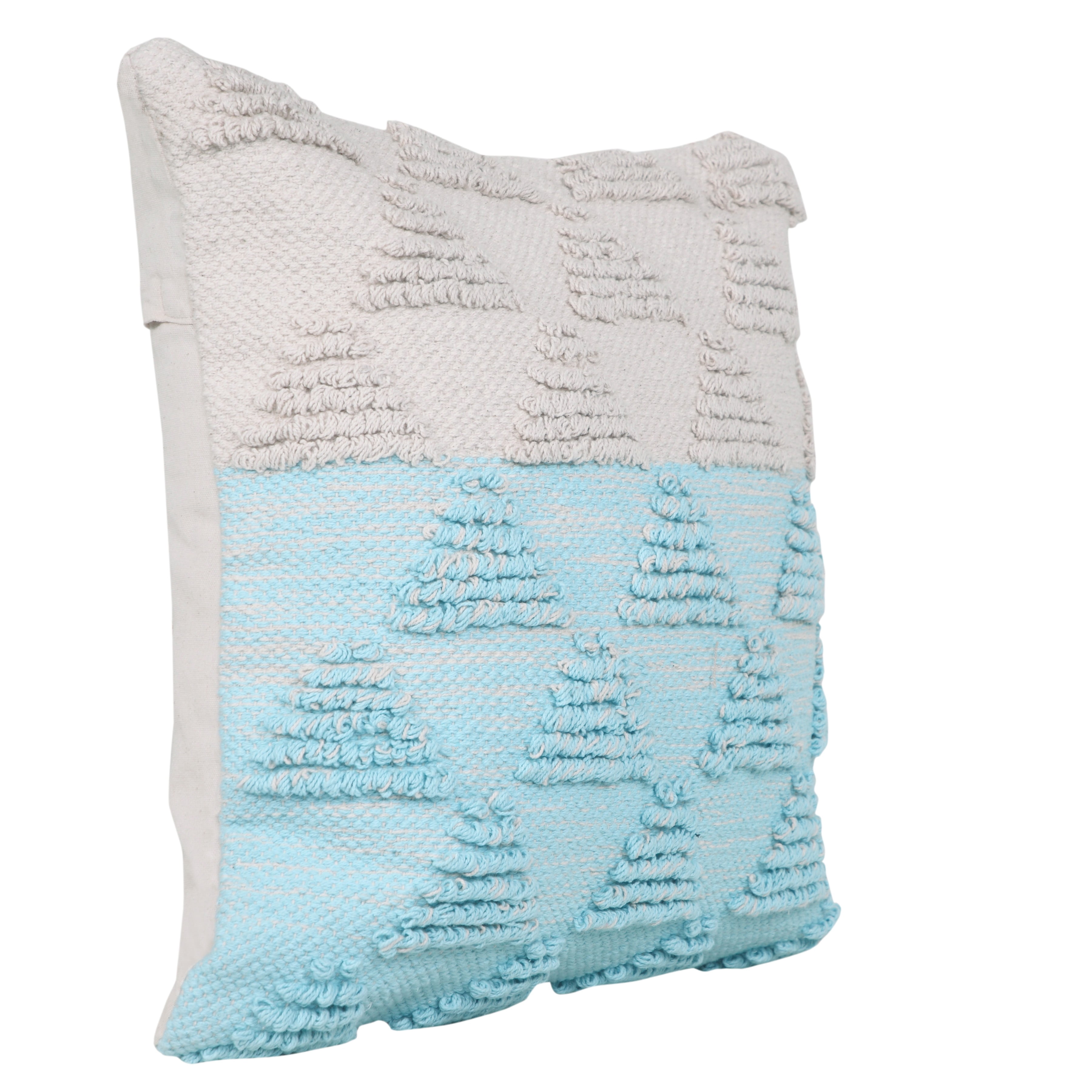 LR Home Geometric Triangle Throw Pillow, Blue / Cream, 20" Square, Count per Pack 1