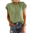 thumbnail image 2 of Crewneck Short Sleeved Women Sweater Casual Knit Pullover Jumper, 2 of 2