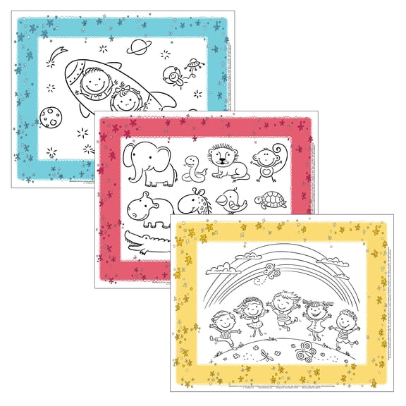 J.L. Childress ColorMe Disposable Placemats - Stick on Placemats for Baby, Toddlers, & Kids, 24 Pack