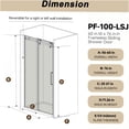 thumbnail image 4 of JERFIT 76" Gold Sliding Shower Door 56-60" Wide, Frameless Tempered Glass with Anti-Explosion Film, Stainless Steel Track for Bathroom, 4 of 9