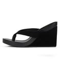 thumbnail image 3 of YDN Women's Split Toe Flip Flops Slip on Platform Wedge High Heels Slides Sandals Fashion Party Summer Shoes Size 6 Black, 3 of 4