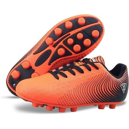 Vizari USA Stealth Firm Ground Soccer Cleats for Kids – Durable, Lightweight Athletic Shoes for Boys and Girls, Orange/Black, 2.5