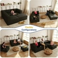 thumbnail image 3 of Koby Home Sectional Compressed Sofa Set 4pcs Chenille Couches for Living Room Color Black, 3 of 9