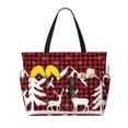 thumbnail image 1 of Disketp Christmas Buffalo Plaid Bolsa de Playa de Gran Capacidad, Bolso Impermeable y a Prueba de Arena para Mujer, Ideal para Playa, Piscina y Natación, 1 of 7