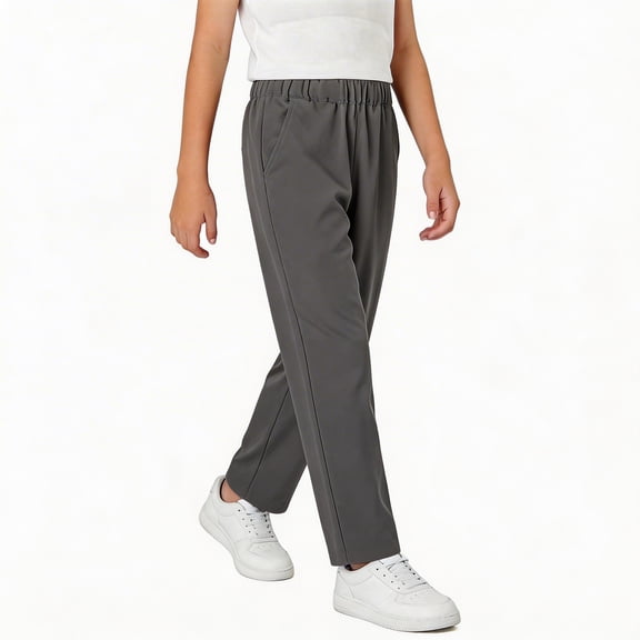 JACHENN School Uniforms for Boys Pull On Chino Pants with Pockets Straight Pants Grey Pants for Boys Back To School Clothes Kids Boys Pants 3-4 Years