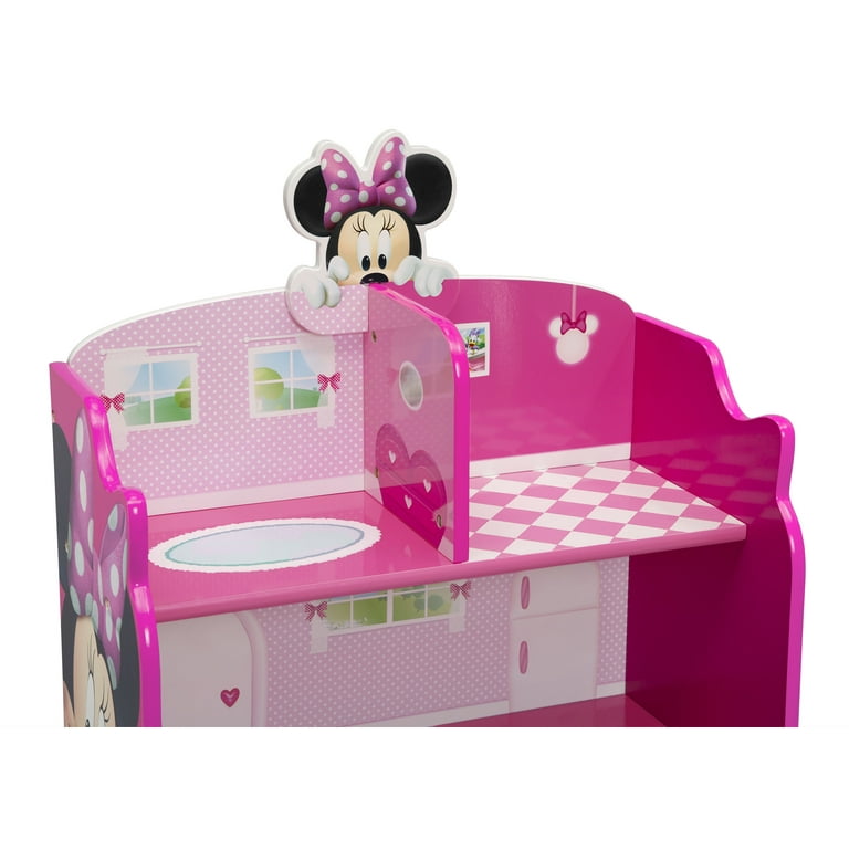 Disney Minnie Mouse Wooden Playhouse 4 Shelf Bookcase for Kids by