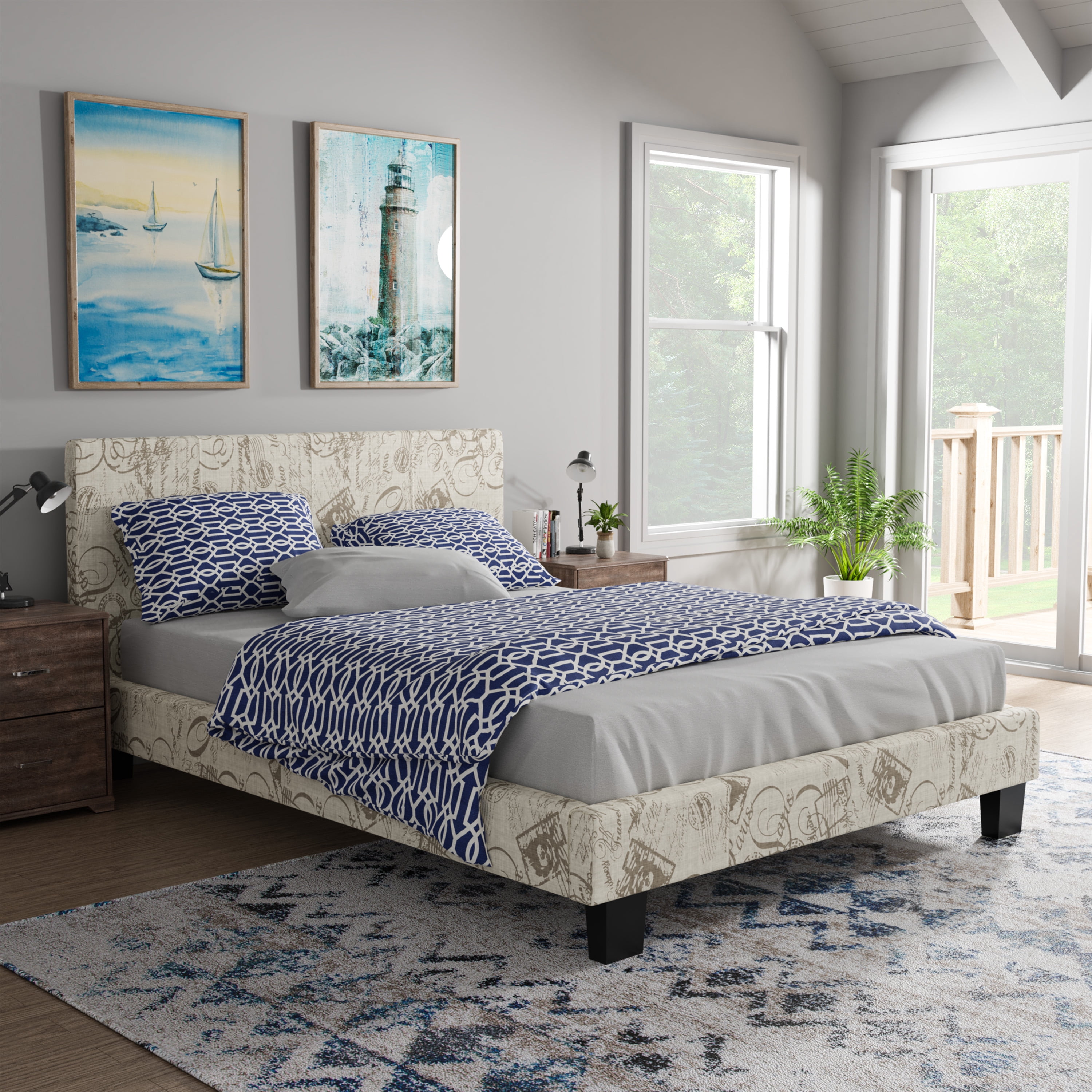 Furniture of America Mellie Fabric Headboard, Full/Queen, World Traveler