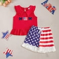 thumbnail image 2 of CAUYDY Toddler Girl 4th Of July Outfit American Flag Short Sleeve Shirt Patriotic Clothes Set 3 6 12 18 24 Months 2T 3T 4T (Sizes 18-24 Months,White), 2 of 4