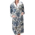 thumbnail image 1 of Women's Fleece Plush Robe Long Warm Plush Bathrobe Loungewear Jacket Printed Comfort Robe, 1 of 5