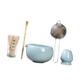 thumbnail image 4 of Juego de 5 cuencos para ceremonia de matcha, herramientas de cerámica, batidor de bambú para matcha Azul, 4 of 9