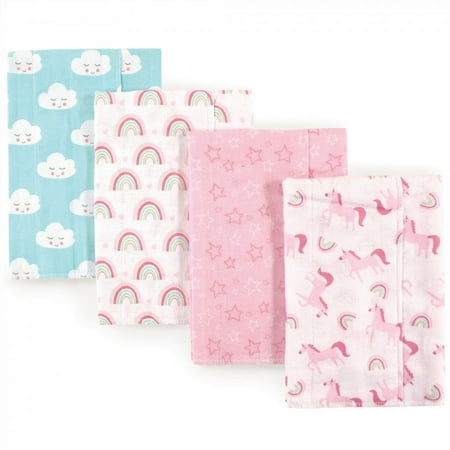 UPC: 0660168017090 | Luvable Friends Baby Girl Cotton Flannel Burp Cloths 4pk Rainbow One Size