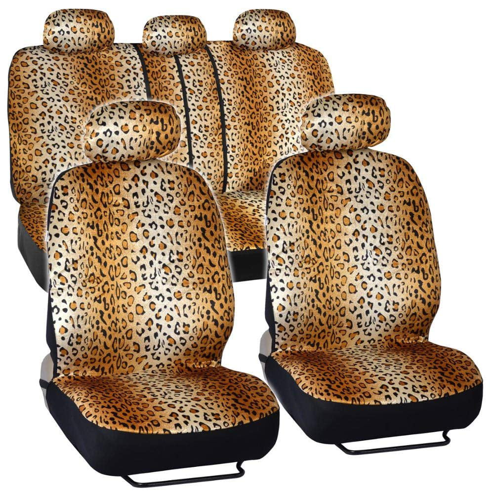 Leopard Print Auto Seat Covers Full Set 
