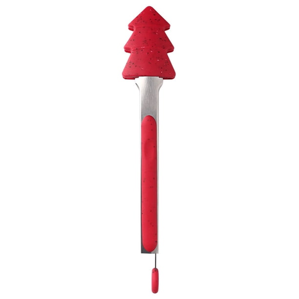 Bearachild Navidad Silicona Comida Tong Hornear Cocinar Barbacoa Acero inoxidable Pan Bistec Clip, Guantes Cocina y Comedor árbol de navidad rojo Bearachild HA001873-01