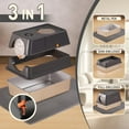 thumbnail image 3 of Stainless Steel Litter Box with Lid, 135° Flip-Top Extra Large Cat Litter Pan, Enclosed Metal Litter Box with Litter Scoop & Filter Pedal, Anti-Leakage, Odor Free, Front & Top Dual Entry, 3 of 8