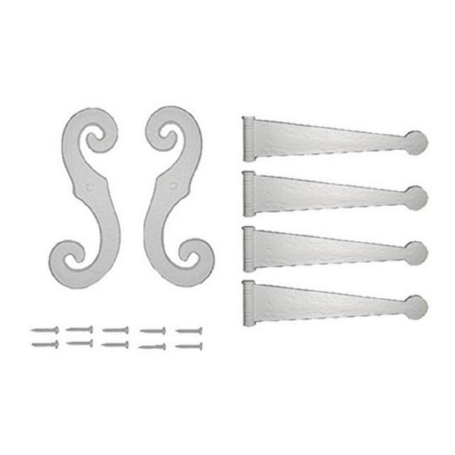 Perfect Shutters 20-2004-01 Vinyl Hinges & S Holdback Hooks for Exterior Decorative Shutters Set, White