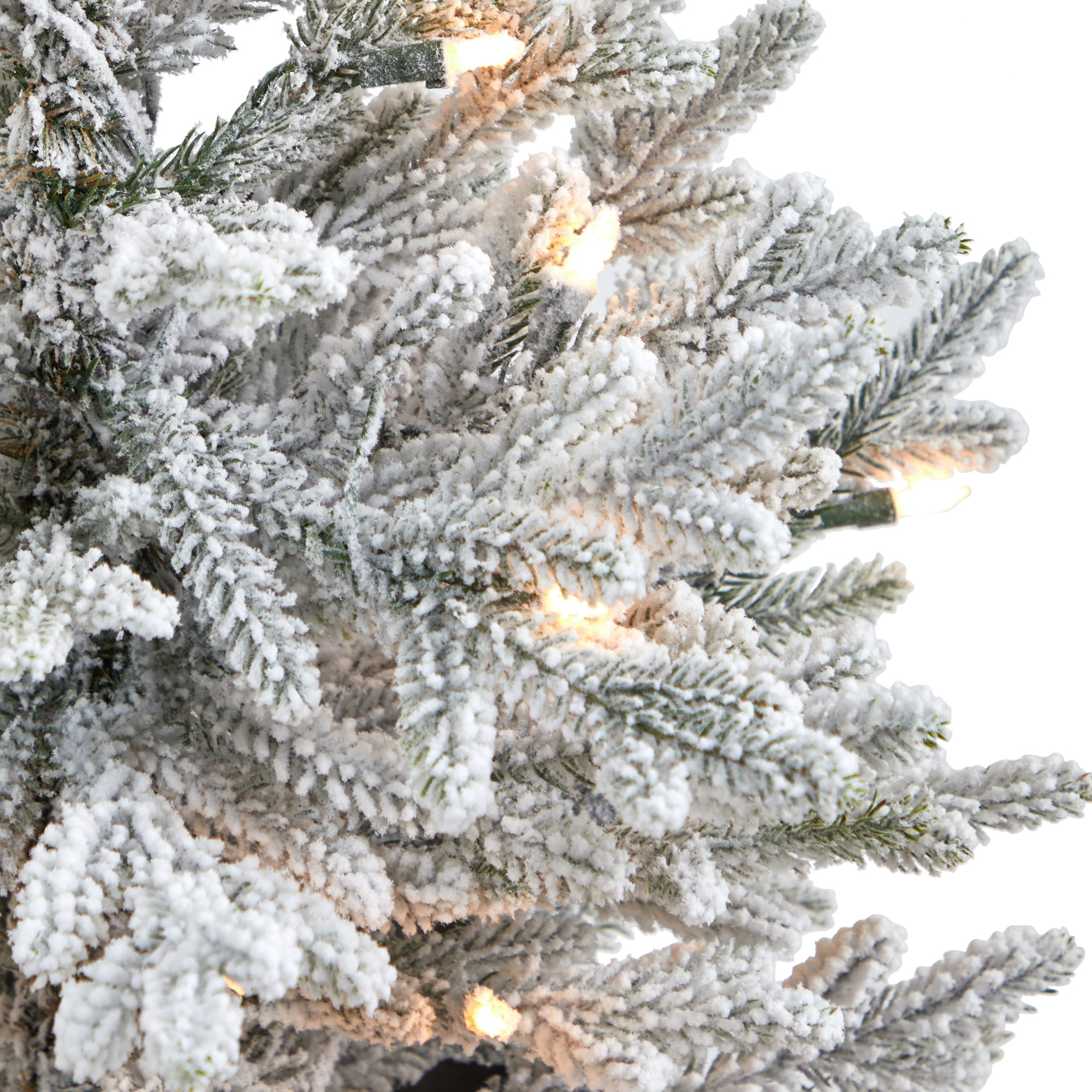 Nearly Natural 4' Flocked Fraser Fir Artificial Christmas Tree, Prelit with 200 Lights