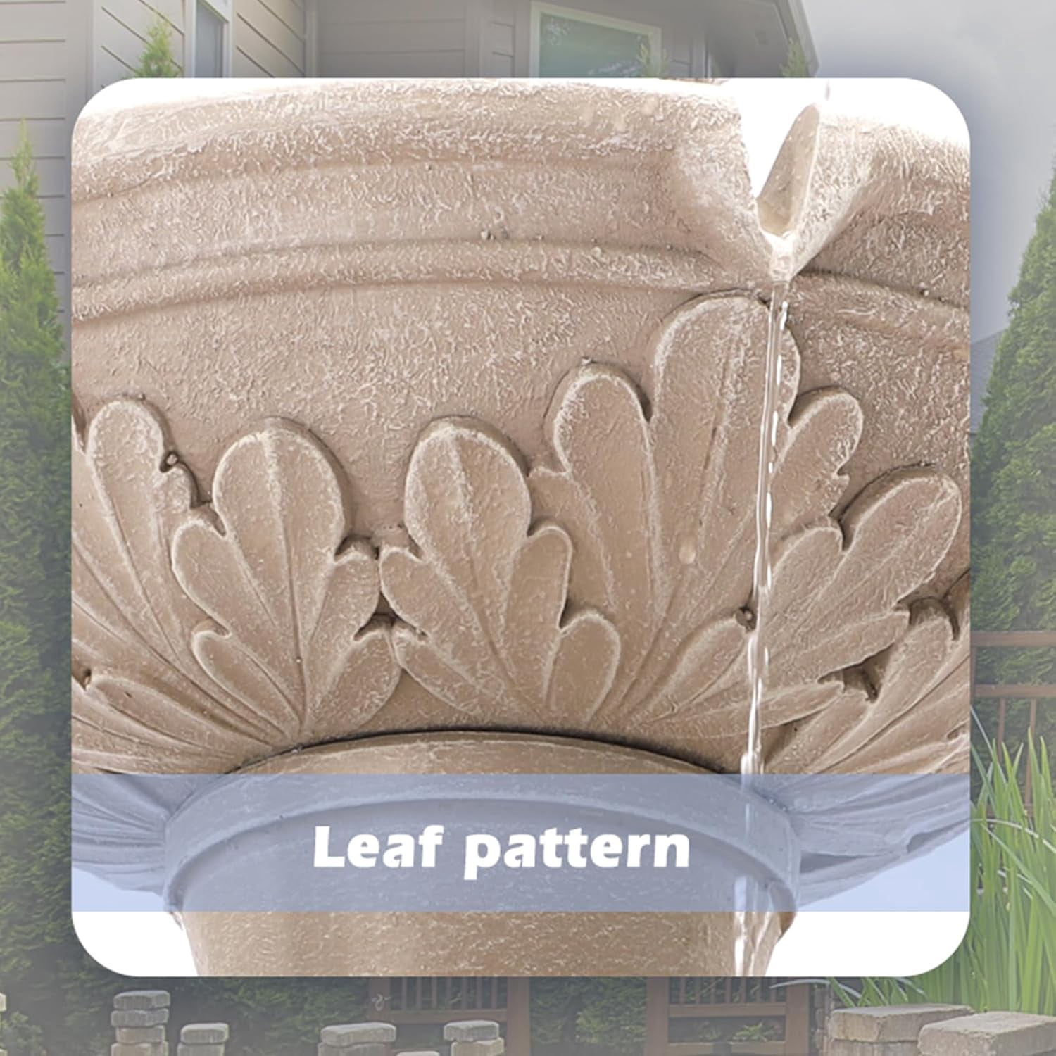 3-Tier Outdoor Water Fountain, 48.4" H Floor Backyard Garden Fountain, Water Feature Indoor with Pump, Outdoor Freestanding Waterfall Fountain, Bernini Fountain for Garden Patio Yard (Beige)