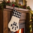 thumbnail image 4 of Ratfeit Christmas Paw Shaped Pet Stocking, 15.3-Inch, Black White Buffalo Plaid, Hanging Loop, Christmas Tree Decor, Dog Cat Treat Stocking, 4 of 6