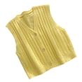 thumbnail image 4 of Chaleco Sin mangas Chaleco con botones Suéter informal de color sólido con parte superior suelta, Amarillo Yuarrent AP001456-01, 4 of 7