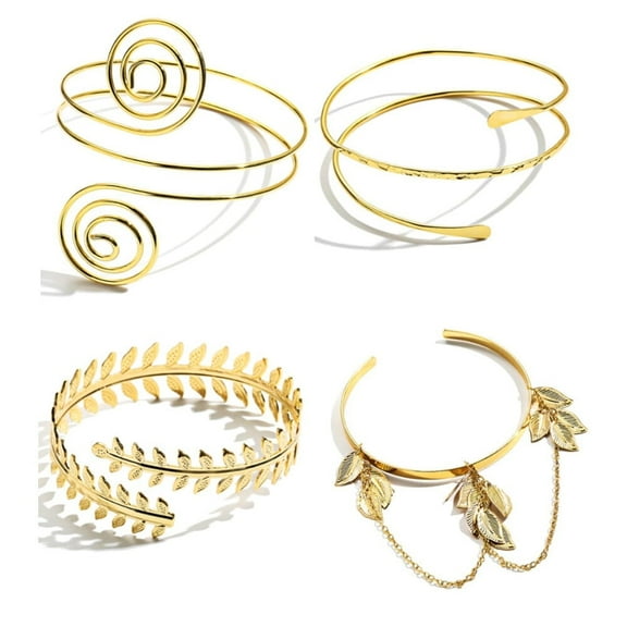 4 Pieces Arm Cuff Upper Arm Band Cuff Minimalist Gold Bracelet Bangle Jewelry