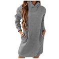 thumbnail image 1 of Wyzesi Chandails en Molleton en Coton pour Femmes Graphique Uni Hiver Automne et Pull à Manches Longues Robe à Capuche Couleur Chandails en Molleton à Capuche pour Femmes, 1 of 7