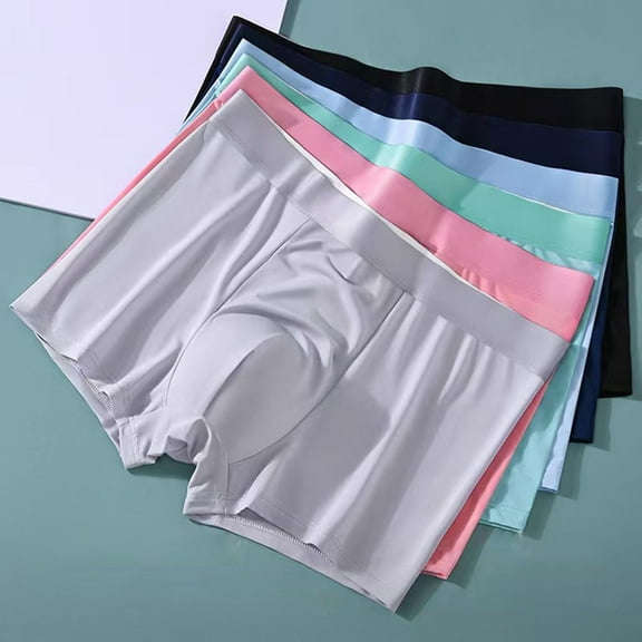 zeranth Men Underpants Solid Color Soft Mid Waist Elastic Seamless Thin Smooth Anti-septic Moisture-wicking U Convex Pounch Quick Dry Men Boxers Underwear