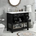 thumbnail image 3 of 36'' Bathroom Vanity with Top Sink, Modern Bathroom Storage Cabinet with 2 Soft Closing Doors and 6 Drawers, Single Sink Bathroom Vanity, 3 of 6