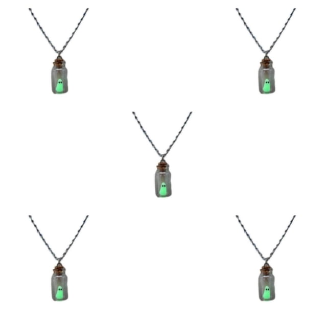 Youkk Luminous Glass Ghosts Necklace - Unique For Spooky Halloween Cosplay Skin-friendly Tiny Ghosts 5Set