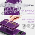 thumbnail image 4 of Allytech Google Pixel 7A Wallet Case Glitter, Google Pixel 7A Cover, Bling PU Leather Zipper Pocket Cards Holders Shockproof Protective Phone Case for Google Pixel 7A - Darkpurple, 4 of 11