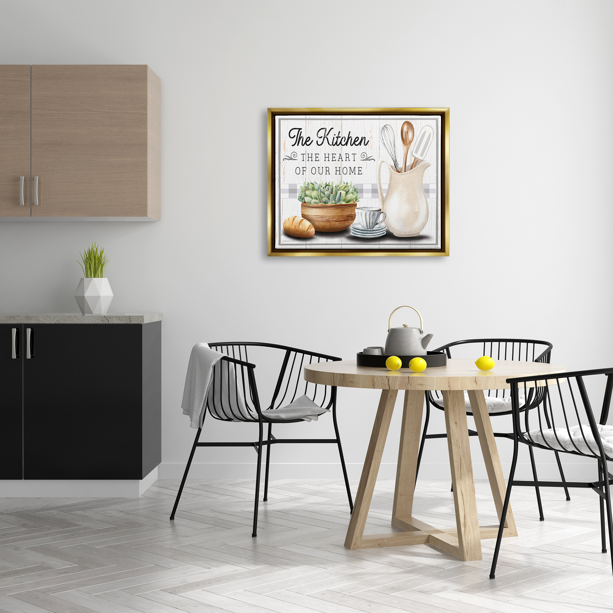 Stupell Industries Kitchen Heart of Home Food & Beverage Painting Gold Floater Framed Canvas Art Print Wall Art, 31 x 25